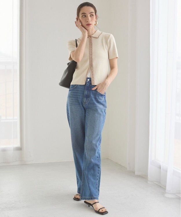 WEGO 【ANGIE VINTAGE/サマーニット】フロントホックポロニット ホワイトアイボリー