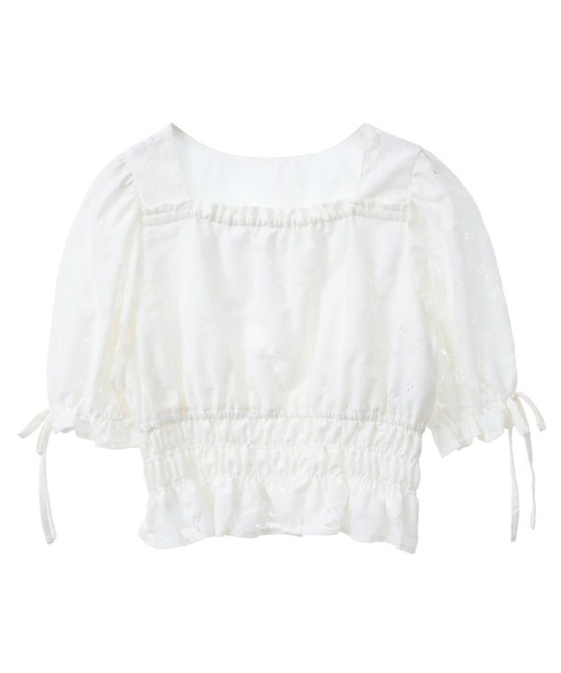 earth music&ecology 透かし花柄ブラウス Ivory