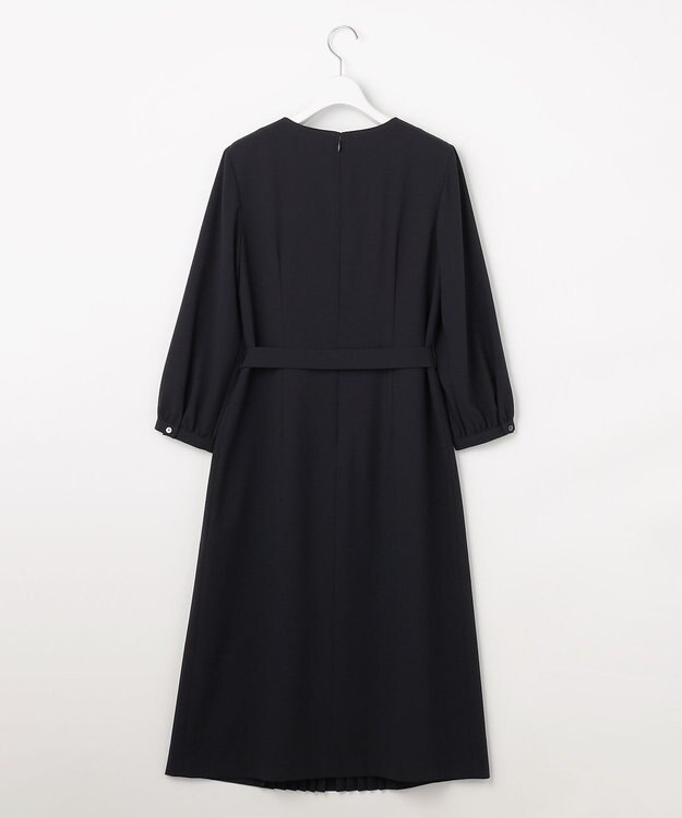 J.PRESS LADIES ノルディス2wayジョーゼット フロントプリーツ ワンピース ネイビー系