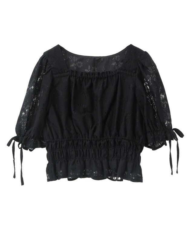 earth music&ecology 透かし花柄ブラウス Black