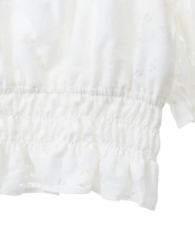 earth music&ecology 透かし花柄ブラウス Ivory