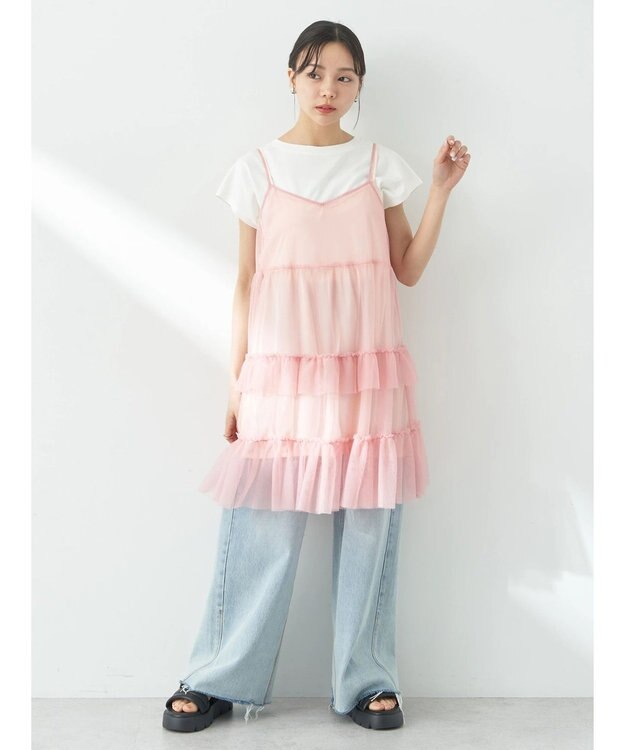 earth music&ecology チュールミニキャミワンピース Pink