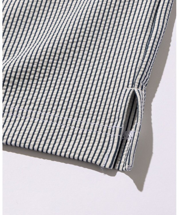 JOSEPH ABBOUD MOUNTAIN 【吸水速乾・釦ダウン・男女兼用】メッシュストライプサッカーポロシャツ ブルー系1