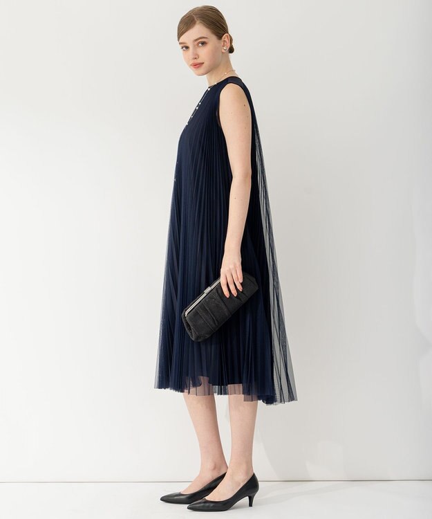 23区 【APPLAUDIR】チュールプリーツ ドレス ネイビー系