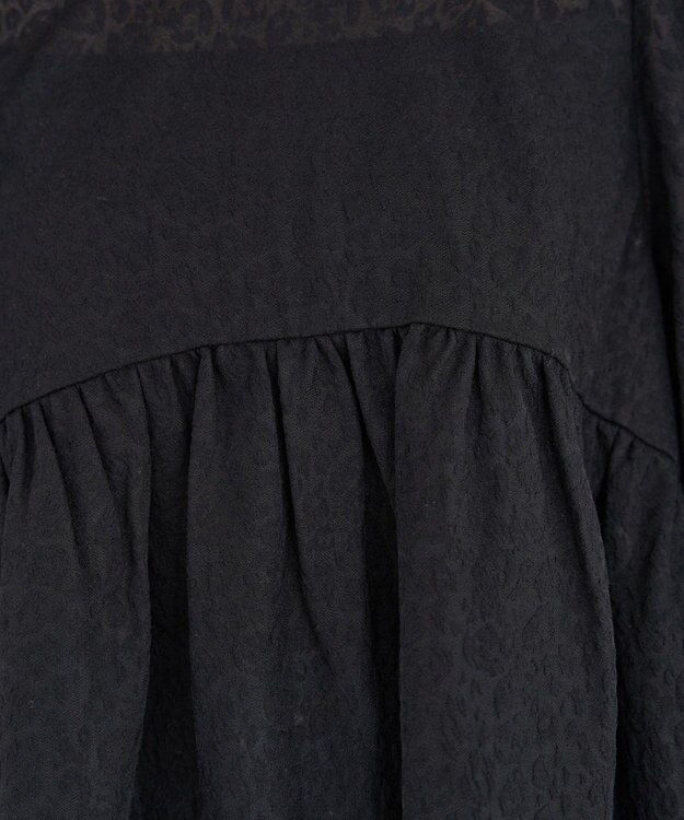 Green Parks ヒョウ柄ジャガードペプラムチュニックブラウス Black