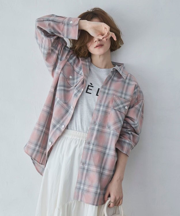 WEGO 【ユニセックス着用ITEM/SMLサイズ展開】オンブレチェックシャツ（LS） 柄3