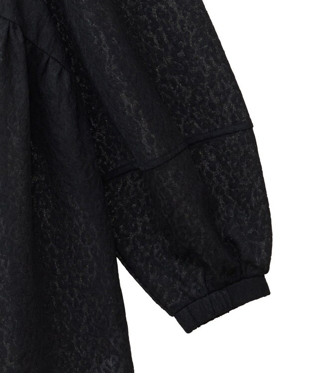 Green Parks ヒョウ柄ジャガードペプラムチュニックブラウス Black