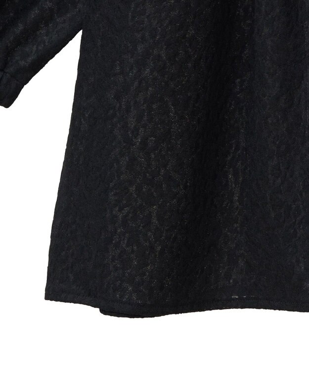 Green Parks ヒョウ柄ジャガードペプラムチュニックブラウス Black