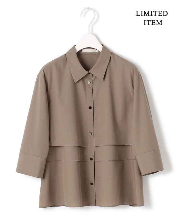 ICB 【WEB限定・洗える】クリーンブロード クロップドシャツ モカ系