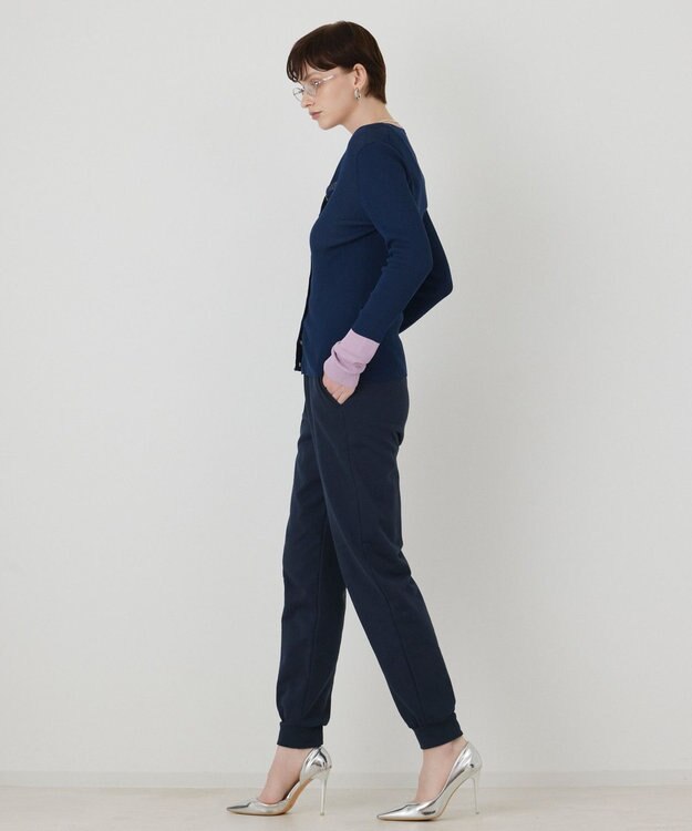 GRACE CONTINENTAL ロゴプリントスウェットパンツ ネイビー