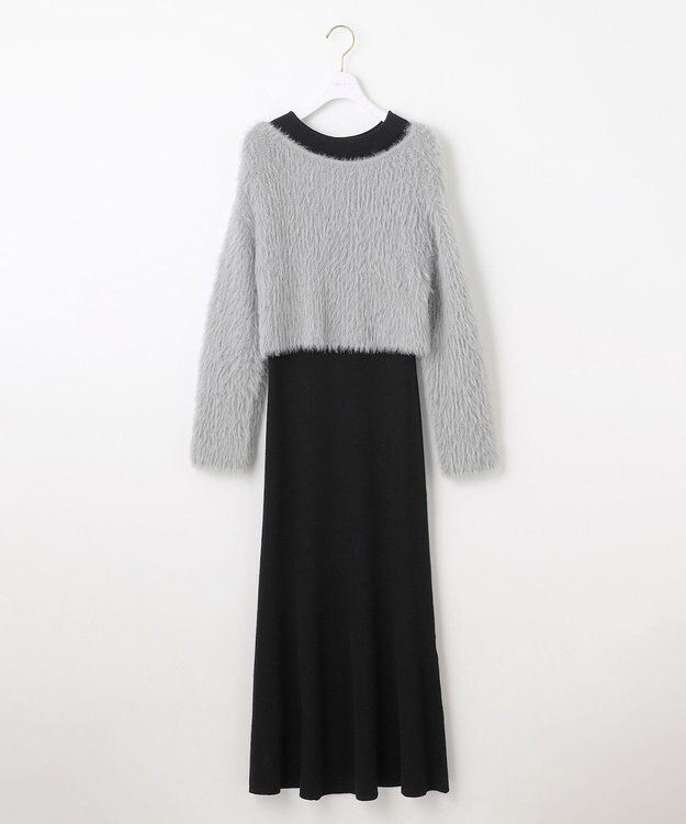 ANY SIS 【2SET】シャギー ニット × ワンピース セット ブラック