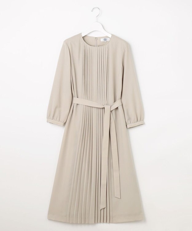 J.PRESS LADIES ノルディス2wayジョーゼット フロントプリーツ ワンピース ベージュ系