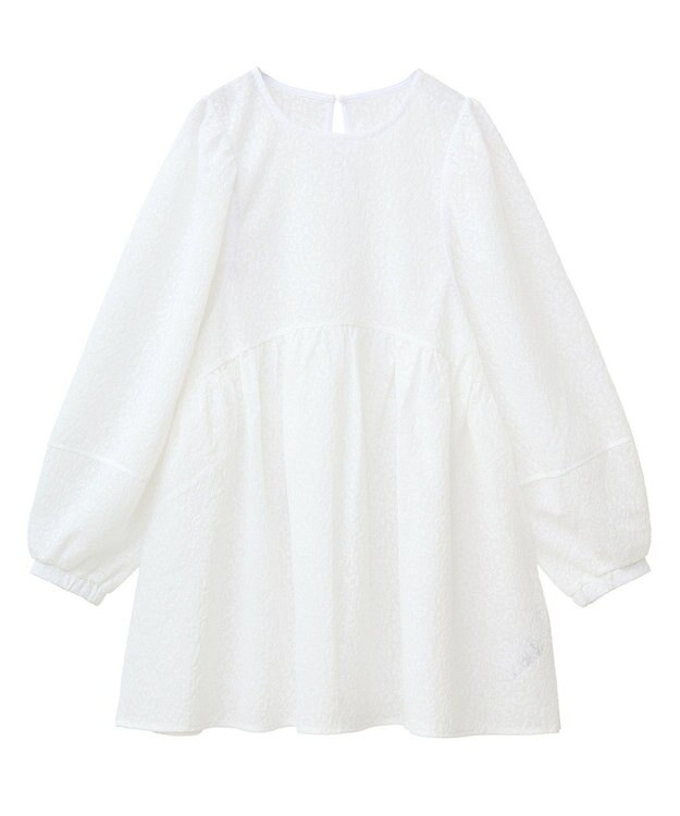 Green Parks ヒョウ柄ジャガードペプラムチュニックブラウス Off White