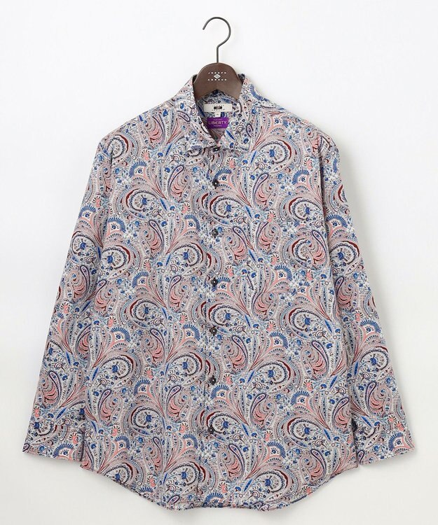 JOSEPH ABBOUD 【キングサイズ】リバティプリント シャツ ワイン系5