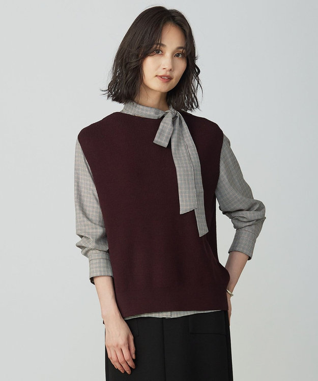 J.PRESS LADIES DRALON MERINO ニット ベスト バーガンディ系