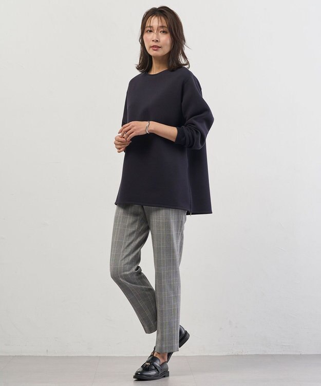 J.PRESS LADIES L アルガンシルク チェック テーパード パンツ ライトグレーチェック系