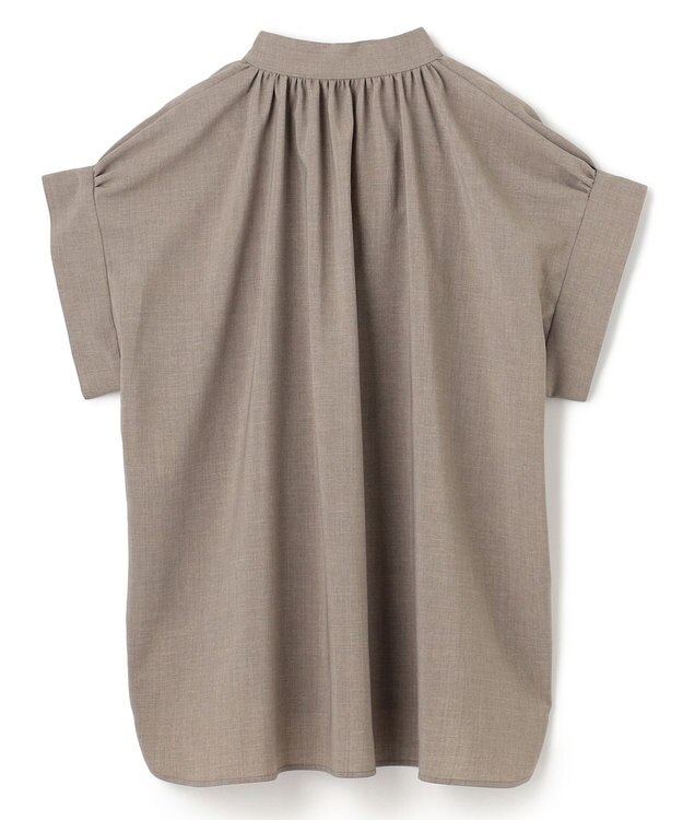 BEIGE， 【洗える/接触冷感/速乾/UVケア対応】BATEAU / Vネックバックギャザーハーフスリーブブラウス Taupe