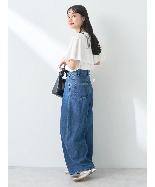 earth music&ecology ケープカラーブラウス Off White