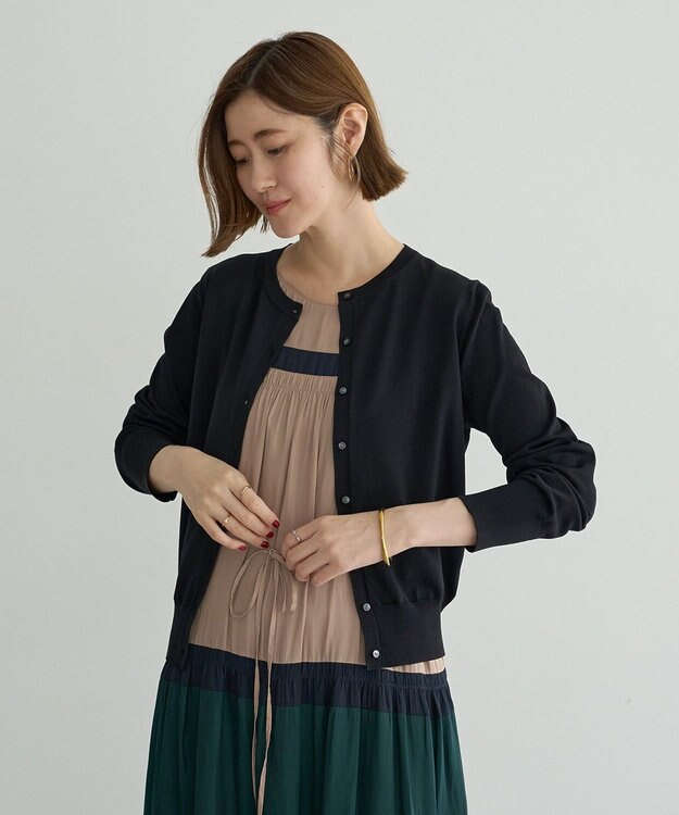 YECCA VECCA 【UVカット】クルーネックカーディガン Black