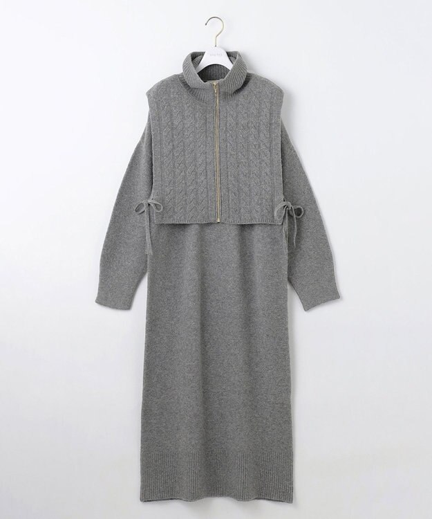 ANY SIS L 【2WAY】ケーブルベストSETニット ワンピース チャコール