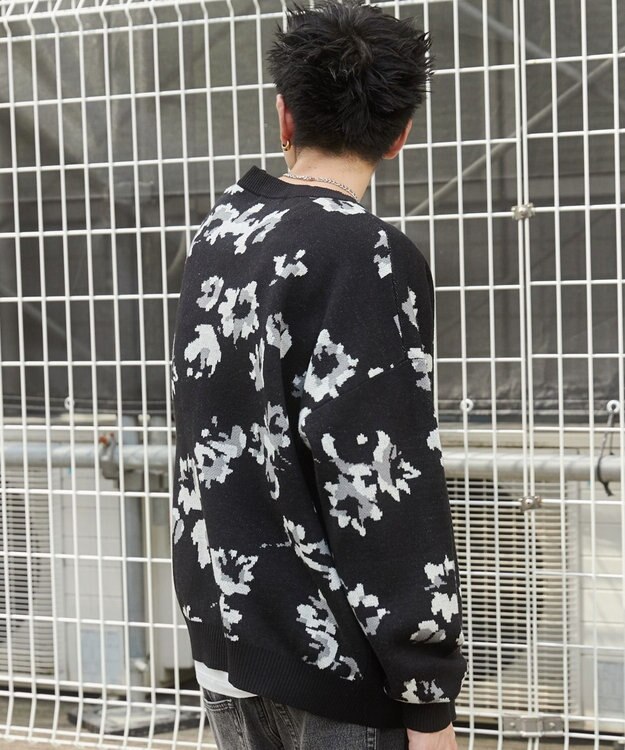 WEGO リラックスフィットパターンカーディガン ブラックその他