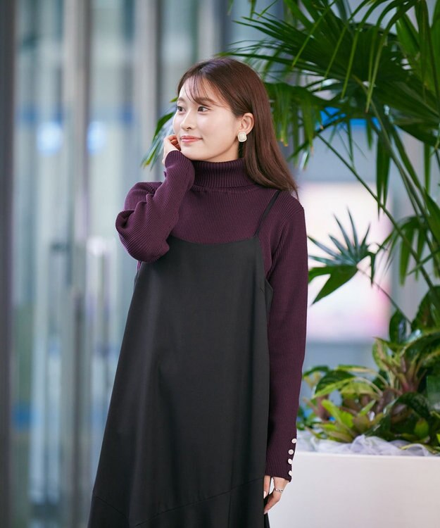 Tiaclasse 【洗える】アシンメトリーキャミワンピース ブラック