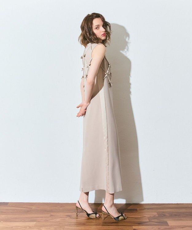 GRACE CONTINENTAL リボンモチーフドレス ベージュ