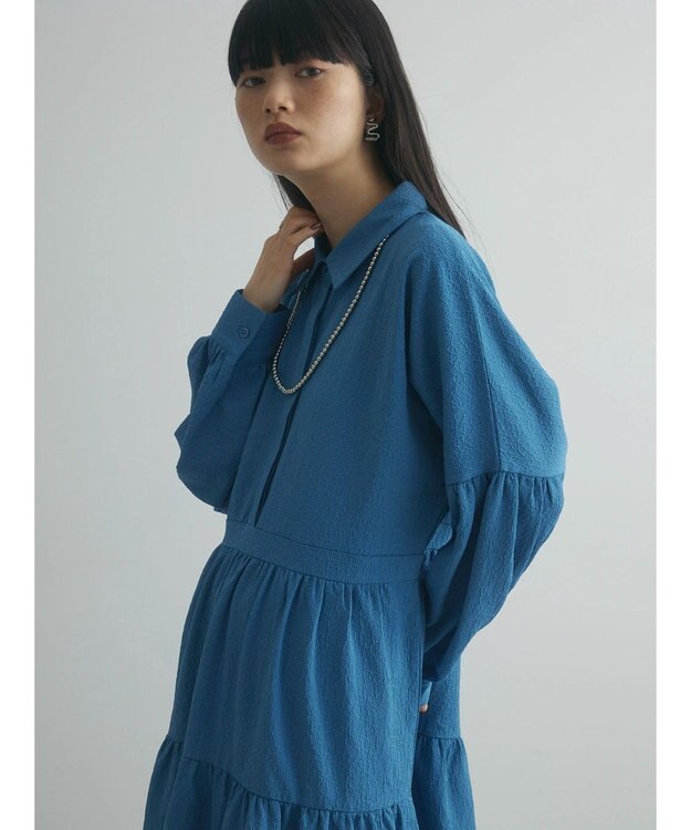 Green Parks armonia. ジャガードシャツワンピース Blue