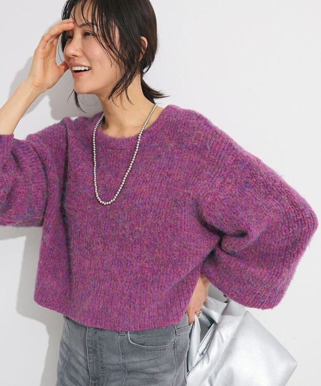 Green Parks ・ＥＬＥＮＣＡＲＥ　ＤＵＥ　ミックスシャギーニット Purple