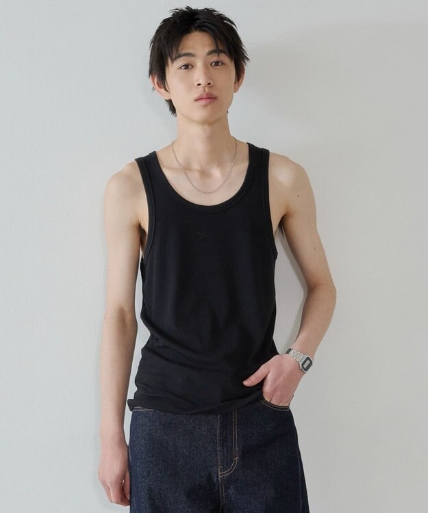 WEGO コットンリブタンクトップ ブラック