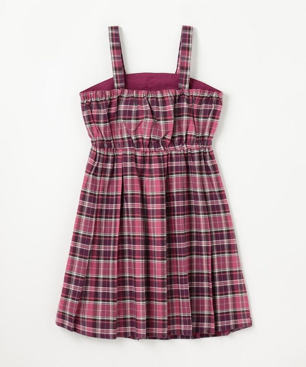 ANY KIDS チェックプリーツジャンパースカート ピンク系