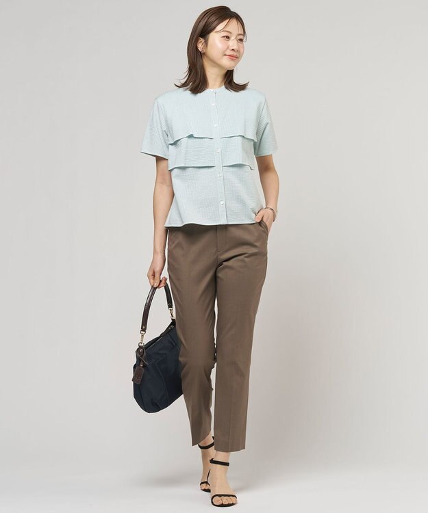 J.PRESS LADIES 【セットアップ対応・洗える・撥水】コットンFITTY テーパード パンツ ダークブラウン系