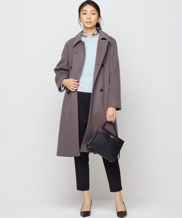 組曲 【暖かい・美シルエット・ストレッチ】バックウォーム テーパードパンツ ブラック系