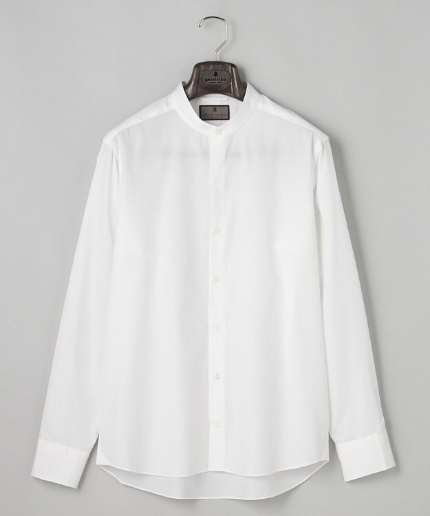 GOTAIRIKU 【シワになりにくい/洗える】ＴＣブロード シャツ_バンドカラー ホワイト系