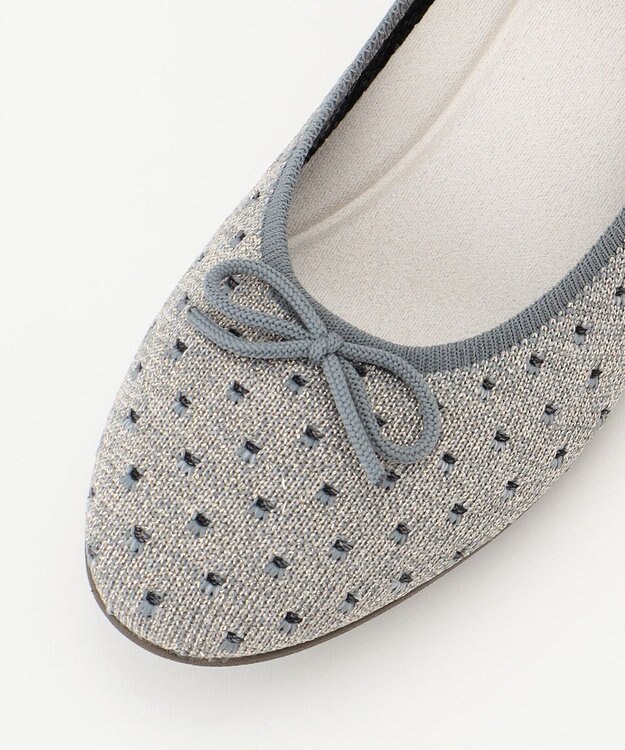 steppi 【洗える/撥水】ラウンド ドット バレエ パンプス シルバー ドット