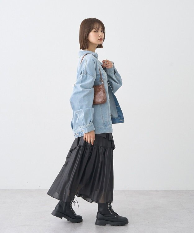 earth music&ecology ラメテレコボートネックプルオーバー Gray