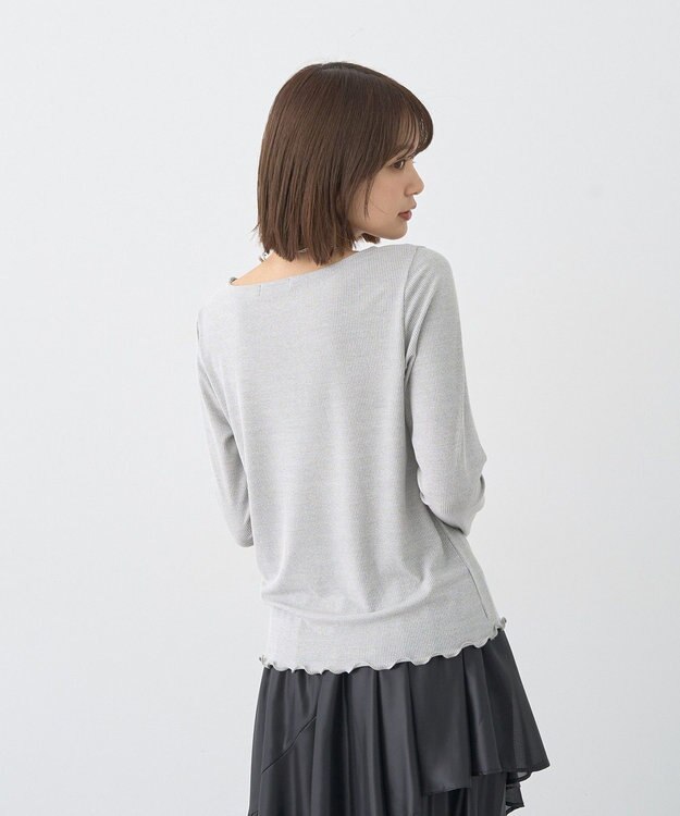 earth music&ecology ラメテレコボートネックプルオーバー Gray