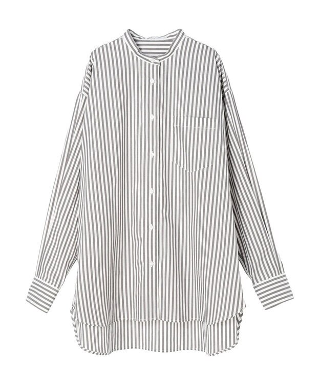 CRAFT STANDARD BOUTIQUE 【追加】バンドカラーシャツ ストライプグレー