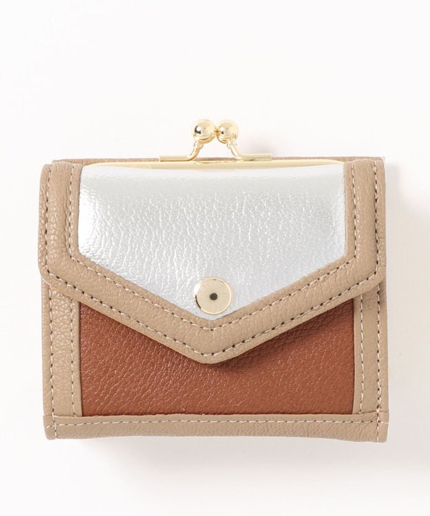 UNBILLION ペルケ perche トリミング配色外ガマミニウォレット ミックスシルバー