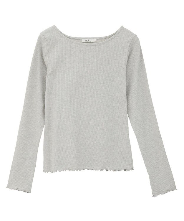 earth music&ecology ラメテレコボートネックプルオーバー Gray