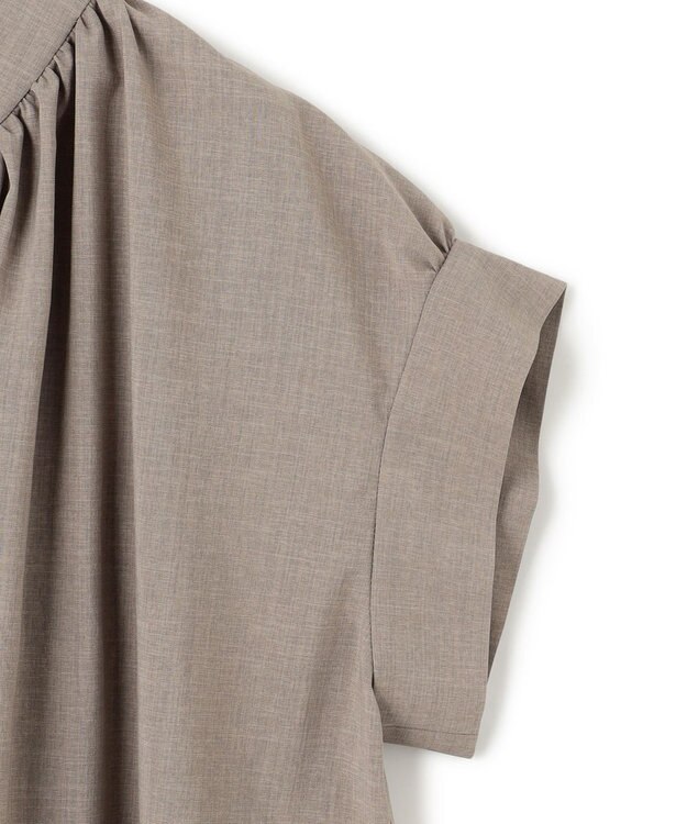 BEIGE， 【洗える/接触冷感/速乾/UVケア対応】BATEAU / Vネックバックギャザーハーフスリーブブラウス Taupe