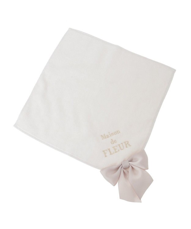 Maison de FLEUR ビッグリボンタオルハンカチ Ivory