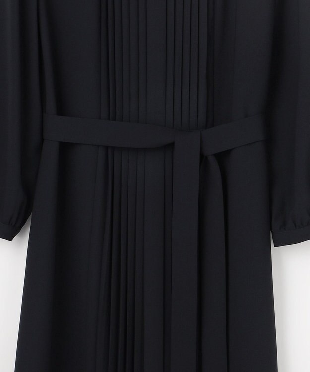 J.PRESS LADIES ノルディス2wayジョーゼット フロントプリーツ ワンピース ネイビー系