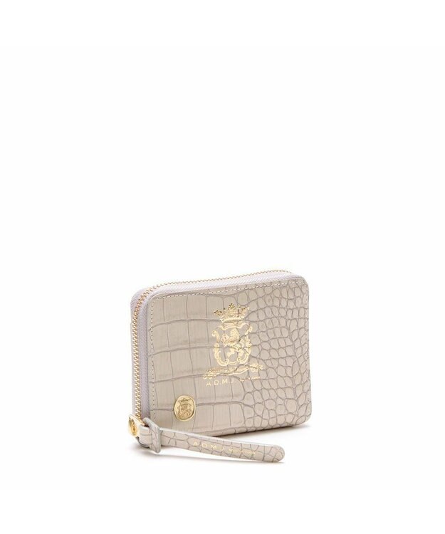 A.D.M.J. 【牛革】クロコ型押しスモールウォレット ホワイトパール