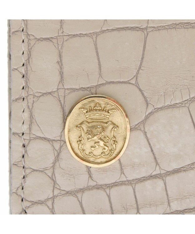 A.D.M.J. 【牛革】クロコ型押しスモールウォレット ホワイトパール