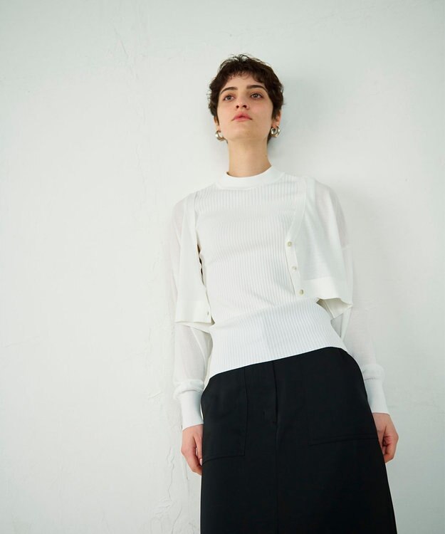 GRACE CONTINENTAL ショートドルマンニットカーディガン ホワイト