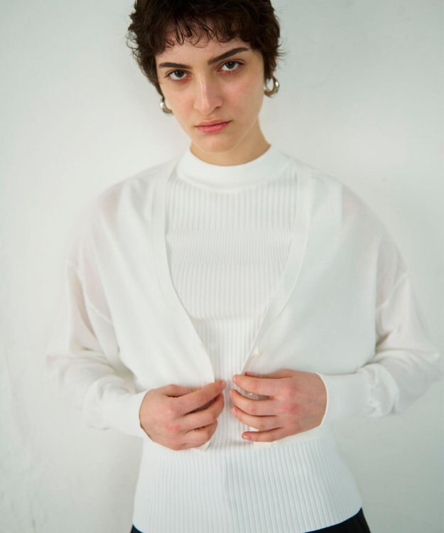 GRACE CONTINENTAL ショートドルマンニットカーディガン ホワイト