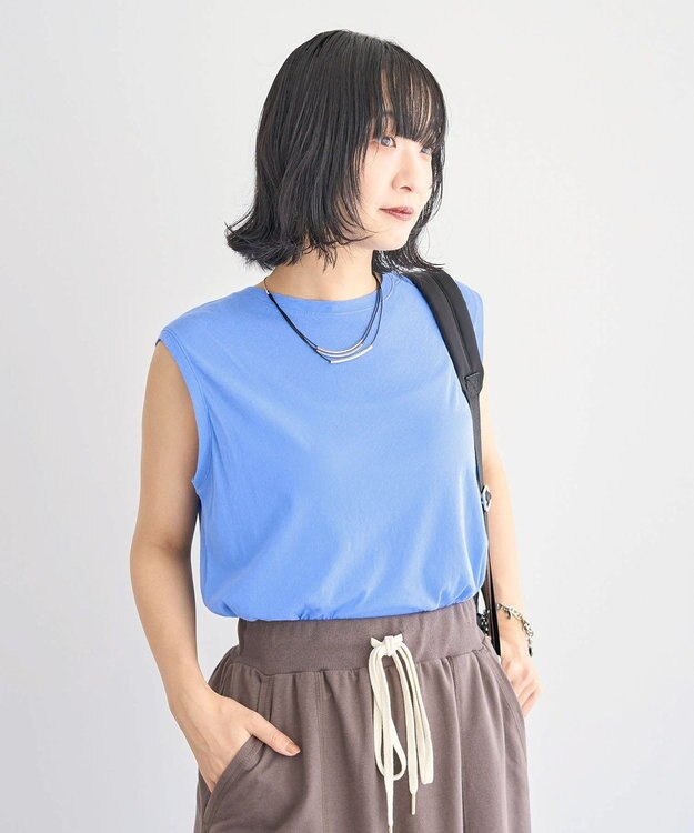 Green Parks シアーノースリーブプルオーバー Blue