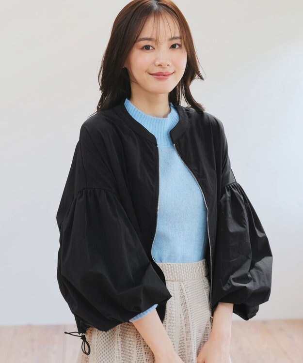 Tiaclasse 【洗える】バルーン袖ストレッチジャケット ブラック