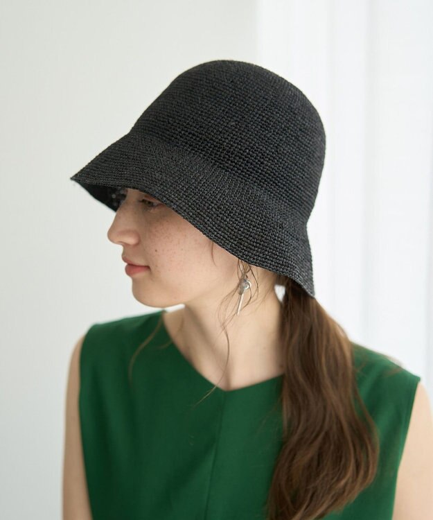 YECCA VECCA 【CONTROL FREAK】ラフィアバケットハット Black